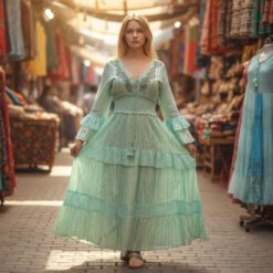 Vestido Lurex Algodon Verde